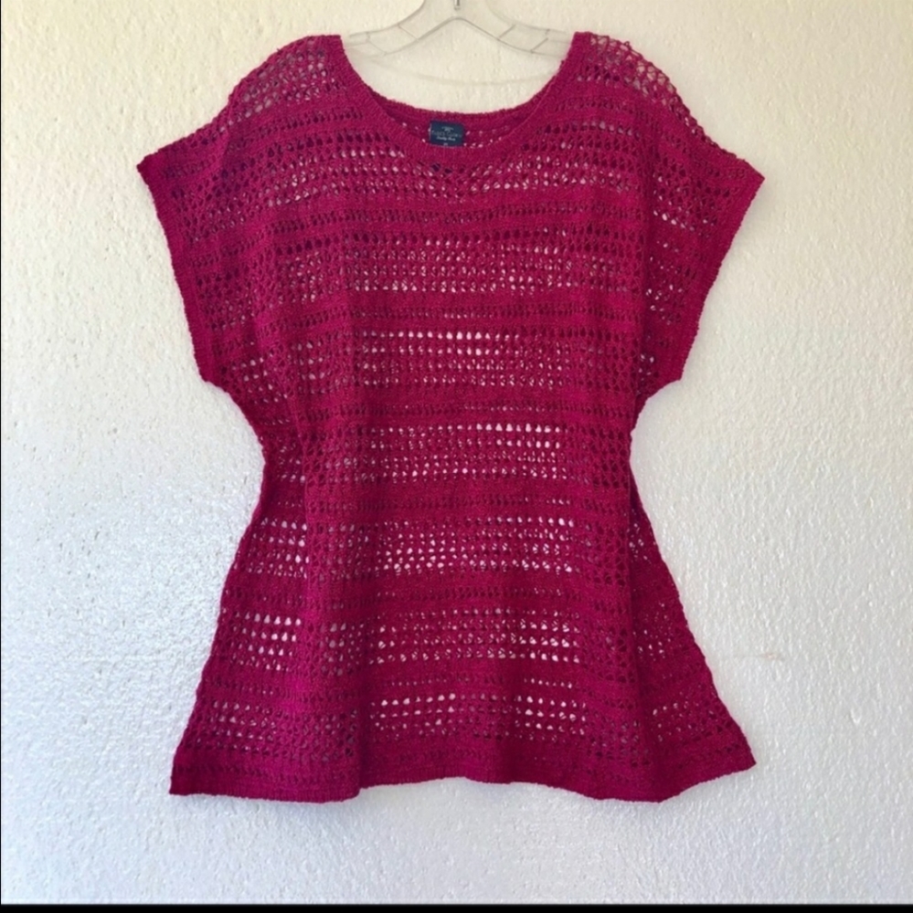 NWOT Open Crochet Knit Layering Sweater 3X 22/24